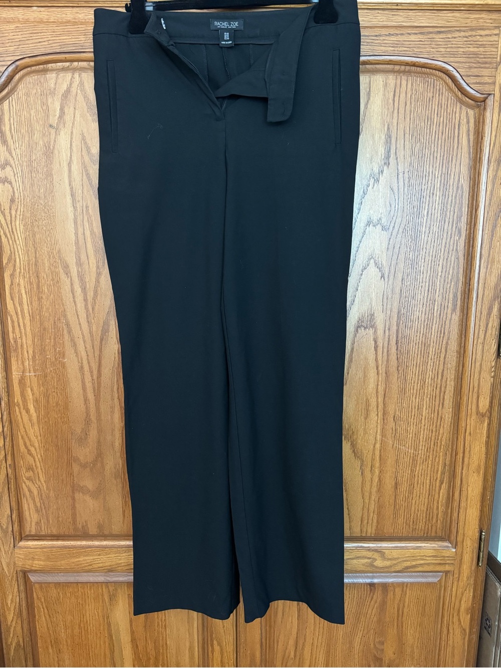 Rachel Zoe Black Wide-Leg Trousers with Front Zip